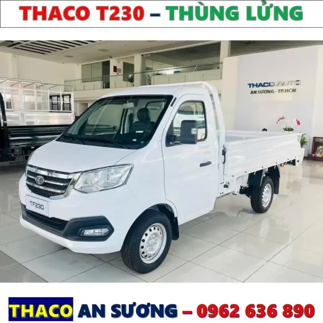 Xe tải Thaco Frontier TF230 thùng lửng: Thùng dài 2m8, tải trọng 990kg